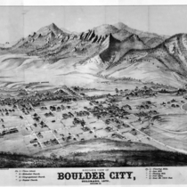 Glover's bird's eye view of Boulder City, Colorado, 1874