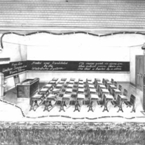 Drawing of a classroom with a Waterbury heating system