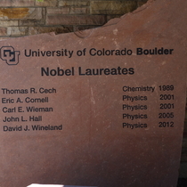 Nobel Laureates sign at Duane Physics building, University of Colorado Boulder.