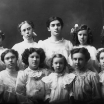 Emma Frye and ten cousins portrait