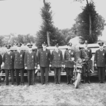 Boulder police department group at Roxwood Park, 1929