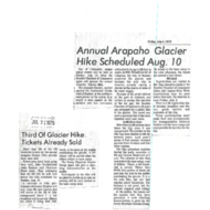 Arapaho Glacier Hikes, clippings, 1975-1985
