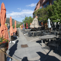 Outdoor seating for Pearl Street restaurants.