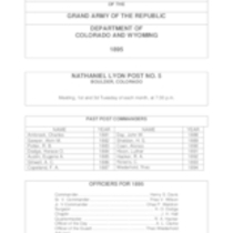 1895 Roster of the Grand Army of the Republic, Dept. of Colorado and Wyoming: transcription