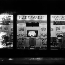 Wilson or Valentine hardware store with "One Minute Washer" window display, 1924