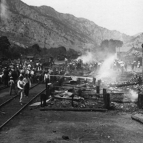 Boulder, Colorado freight depot explosion photograph, 1907
