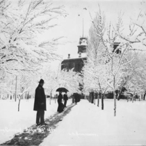University of Colorado Old Main in Snow, 1890-1910: Photo 2 (S-2881)