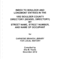 Indexes to Boulder County Directories