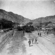 Wreckage after 1907 Boulder freight depot explosion photographs