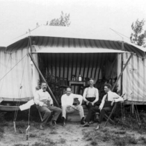 Colorado Chautauqua tents with men: Photo 2
