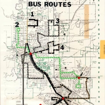 City of Boulder proposed city bus routes map, 1972