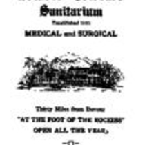 Boulder-Colorado Sanitarium Medical and Surgical Pamphlet, ca. 1930