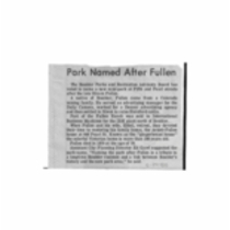 Boulder (Colo.) parks and recreation clippings: Hiram Fullen Park