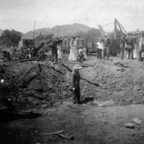Boulder Freight Depot crater after the fire and explosion: Photo 1