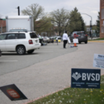 Food distribution site at University Hill School.