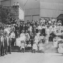 Large groups posed outside of the Auditorium, 1905-1910: Photo 6