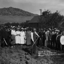 Boulder Community Hospital ground breaking close-up photograph, 1925 June 9