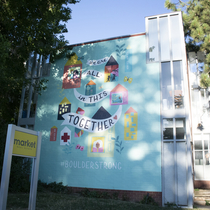 Mural on Market Real Estate building.