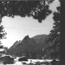 Flatirons views from lower Flagstaff Mountain photographs, [between 1900 and 1950]: Photo 8